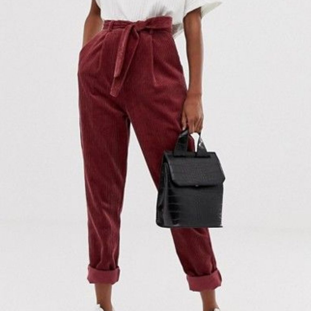 ASOS Petite Woven Peg Trousers with Obi Tie